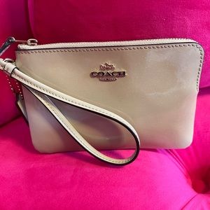 Coach tan patent wristlet